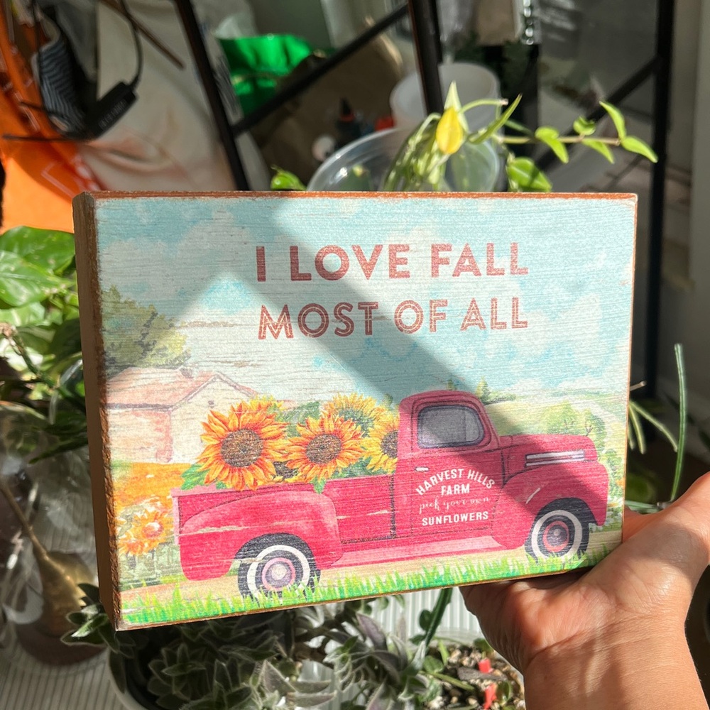 I Love Fall Decorative Sign with Red Truck